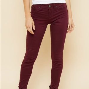 YMI Wanna Betta Butt Burgundy Mid Rise Skinny Jean